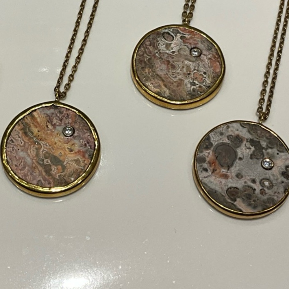 NWT$198 Johnny Was 18” Full Moon Necklace Jasper/Brass